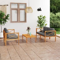  3 Piece Garden Lounge Set with Cushions Solid Wood Teak