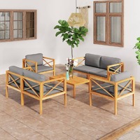  5 Piece Garden Lounge Set with Cushions Solid Wood Teak