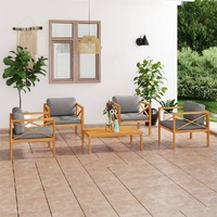  5 Piece Garden Lounge Set with Cushions Solid Wood Teak
