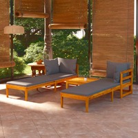  3 Piece Garden Lounge Set with Dark Grey Cushions Acacia Wood