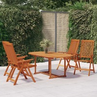  5 Piece Garden Dining Set Solid Wood Eucalyptus