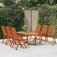  7 Piece Garden Dining Set Solid Wood Eucalyptus