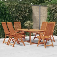  7 Piece Garden Dining Set Solid Wood Eucalyptus