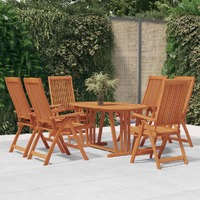  7 Piece Garden Dining Set Solid Wood Eucalyptus