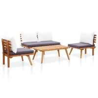  4 Piece Garden Lounge Set with Cushions Solid Wood Acacia