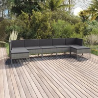  7 Piece Garden Lounge Set with Cushions Poly Rattan Grey