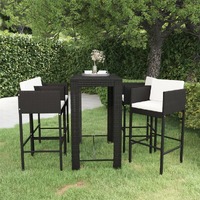  5 Piece Garden Bar Set with Cushions Poly Rattan Black