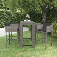  5 Piece Garden Bar Set with Cushions Poly Rattan Grey