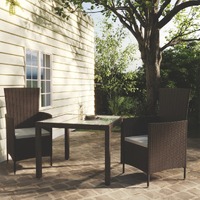  3 Piece Outdoor Dining Set Poly Rattan Brown
