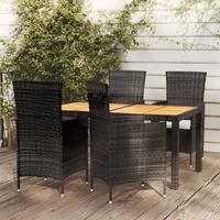  5 Piece Outdoor Dining Set with Cushions Poly Rattan Black