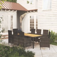  9 Piece Outdoor Dining Set with Cushions Poly Rattan Black