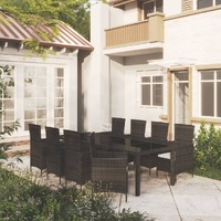  9 Piece Outdoor Dining Set with Cushions Poly Rattan
