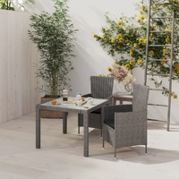  3 Piece Outdoor Dining Set with Cushions Poly Rattan Grey