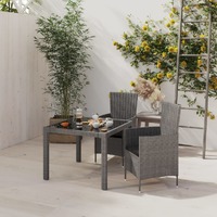  3 Piece Outdoor Dining Set with Cushions Poly Rattan Grey