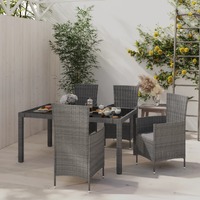  5 Piece Outdoor Dining Set with Cushions Poly Rattan Grey