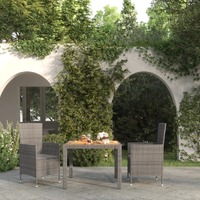  3 Piece Outdoor Dining Set with Cushions Poly Rattan Grey