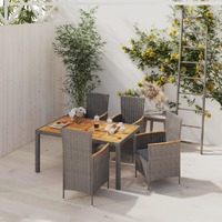  5 Piece Outdoor Dining Set with Cushions Poly Rattan Grey