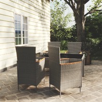  5 Piece Outdoor Dining Set with Cushions Poly Rattan Grey