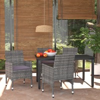  5 Piece Garden Dining Set with Cushions Poly Rattan Grey