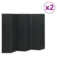  6-Panel Room Dividers 2 pcs Black 240x180 cm Steel