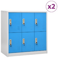  Locker Cabinets 2 pcs Light Grey and Blue 90x45x92.5 cm Steel