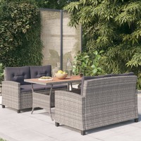  3 Piece Garden Dining Set Poly Rattan and Solid Wood Acacia