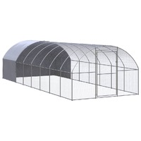  Outdoor Chicken Coop 3x8x2 m Galvanised Steel