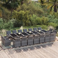 19 Piece Garden Dining Set with Cushions Poly Rattan Grey