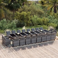  21 Piece Garden Dining Set with Cushions Grey Poly Rattan