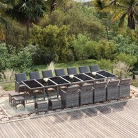  21 Piece Garden Dining Set with Cushions Grey Poly Rattan