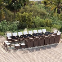  21 Piece Garden Dining Set with Cushions Brown Poly Rattan