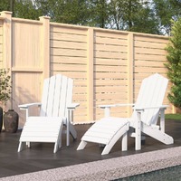  Garden Adirondack Chairs 2 pcs with Footstools HDPE White