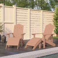  Garden Adirondack Chairs 2 pcs with Footstools HDPE Brown