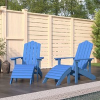  Garden Adirondack Chairs 2 pcs with Footstools HDPE Aqua Blue