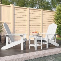  Garden Adirondack Chairs with Table HDPE White
