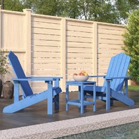  Garden Adirondack Chairs with Table HDPE Aqua Blue