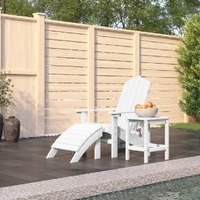  Garden Adirondack Chair with Footstool &amp; Table HDPE White