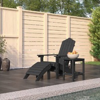  Garden Adirondack Chair with Footstool &amp; Table HDPE Anthracite
