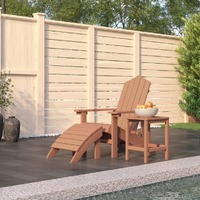  Garden Adirondack Chair with Footstool &amp; Table HDPE Brown