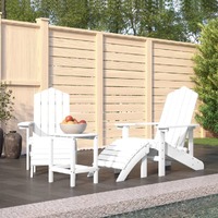  Garden Adirondack Chairs with Footstool &amp; Table HDPE White