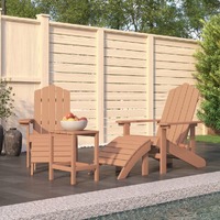  Garden Adirondack Chairs with Footstool &amp; Table HDPE Brown