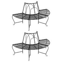  Half Round Tree Bench 2 pcs Ø159 cm Black Steel