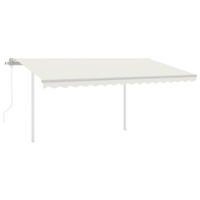  Automatic Retractable Awning with Posts 4x3 m Cream