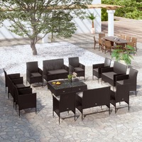  16 Piece Garden Lounge Set with Cushions Poly Rattan Black