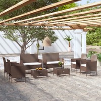  8 Piece Garden Lounge Set with Cushions Poly Rattan Brown