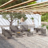  8 Piece Garden Lounge Set with Cushions Poly Rattan Grey