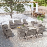  16 Piece Garden Lounge Set with Cushions Poly Rattan Grey