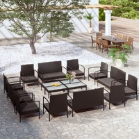  16 Piece Garden Lounge Set with Cushions Poly Rattan Black