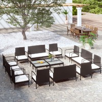  16 Piece Garden Lounge Set with Cushions Poly Rattan Black