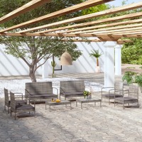  8 Piece Garden Lounge Set with Cushions Poly Rattan Grey